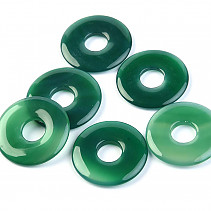 Achát barvený zelený donut na kůži 25mm