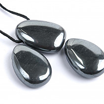 Hematite oval pendant on leather