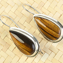 Tiger eye bead drop earrings with large Ag