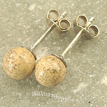 Image jasper earrings beads 6 mm Earring Ag