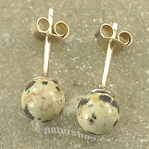 Earrings Dalmatian jasper beads 6 mm Earring Ag