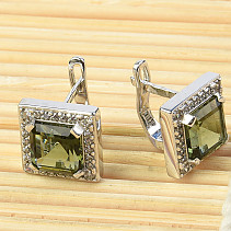 Luxury earrings with cubic zirconia stones and 8 mm Ag 925/1000