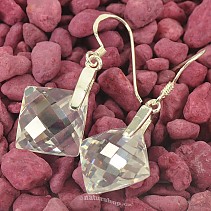 Silver earrings square stone Ag 925/1000
