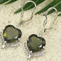 Luxury heart earrings with stones 11 mm Ag 925/1000