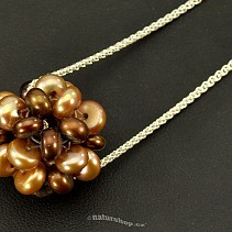 Round brown pearl pendant on a chain 925/1000 Ag (3.5 g)