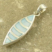 Pendant with blue pearl drop silver Ag 925/1000