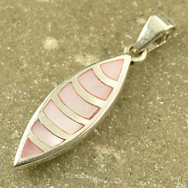 Přívěsek s perletí kapka růžová stříbro Ag 925/1000