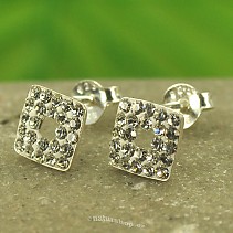 Silver earrings with cubic zirconia Ag 925/1000 7 mm