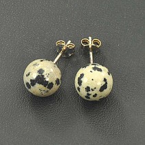 Dalmatian jasper earrings ball 10 mm Ag šteft