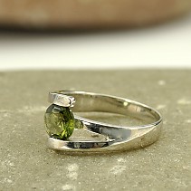 Silver ring with moldavite 925/1000 Ag + Rh