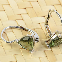 Earrings with moldavite 6 mm trine Ag 925/1000