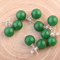 Mineral green (colored) balls earrings 10 mm Ag puzeta
