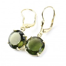 Moldavite gold earrings with 5.15 g Au 585/1000 14K