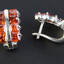 Ladies earrings with red zircon Ag 925/1000
