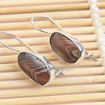 Silver earrings with agate Ag 925/1000 3.9g 31mm