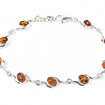 Ladies silver bracelet with amber stones 18cm Ag 925/1000 5.7g