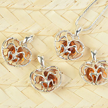 Amber Pendant Heart with Ball 8mm Ag 925/1000