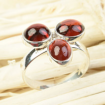 Garnet ring flower Ag 925/1000
