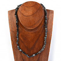 Necklace with obsidian flake tromle 8mm 50cm