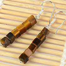 Tiger Eye Cube Earrings 5 ​​x 5mm Ag Hooks