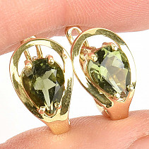 Gold earrings moldavity drop 9 x 7mm standard abrasive Au 585/1000 14K 4.86g