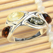 Dámský prsten barevný jantar Ag 925/1000
