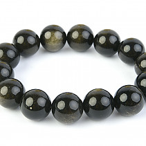 Silver obsidian bracelet 14mm balls