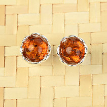 Round earrings with amber Ag stud
