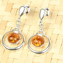 Ag 925/1000 Ball Amber Earrings