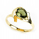 Moldavite ring (size 58) 14K gold Au 585/1000 3.29g