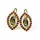 Moldavite and garnet earrings 7 x 4mm gold standard Au 585/1000 14K 6,18g