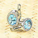 Topaz sky blue oval earrings + zircons Ag 925/1000