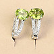 Olivine earrings cut in oval with zircons Ag 925/1000