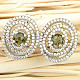 Moldavite and zircons luxury earrings checker top cut Ag 925/1000 6.9g