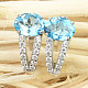 Earrings blue topaz and zircons oval Ag 925/1000