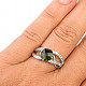 Zdobený prsten vltavín a zirkony Ag 925/1000 checker brus