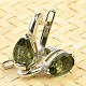 Drop earrings with moldavite 9 x 6 mm standard cut Ag 925/1000