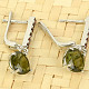 Silver earrings moldavite with garnets round cut 8mm Ag 925/1000 +Rh