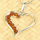 Heart pendant honey amber Ag 925/1000
