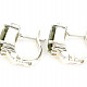 Earrings with vltavine and zircons rectangle Ag 925/1000 + Rh
