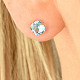 Blue topaz earrings square 5 x 5mm silver Ag 925/1000