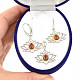 Gift set amber jewelry lotus flower Ag 925/1000