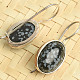 Obsidian flake earrings oval 15x11mm Ag 925/1000