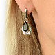 Moldavite earrings drop 8x14mm Ag Rh + zircons