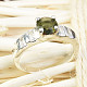 Vltavín a zirkony prsten brus 6mm stříbro Ag 925/1000