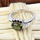 Vltavín prsten s granáty 9 x 7mm standard brus Ag 925/1000 + Rh