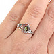 Vltavín a zirkony prsten srdce 5 x 5mm standard brus Ag 925/1000 + Rh