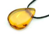 drop amber pendant on leather
