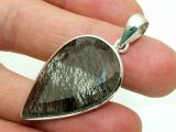 Silver pendant in polished tourmaline crystal