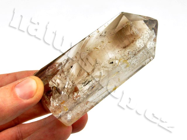 cut crystals of smoky quartz